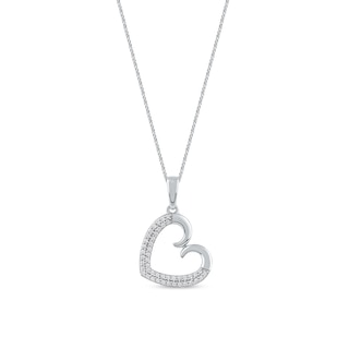 0.12 CT. T.W. Diamond Tilted Curly Heart Pendant in 10K Gold