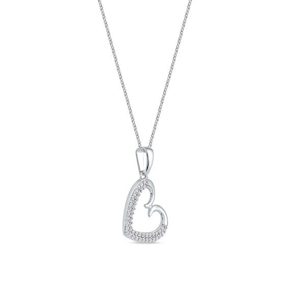 0.12 CT. T.W. Diamond Tilted Curly Heart Pendant in 10K Gold