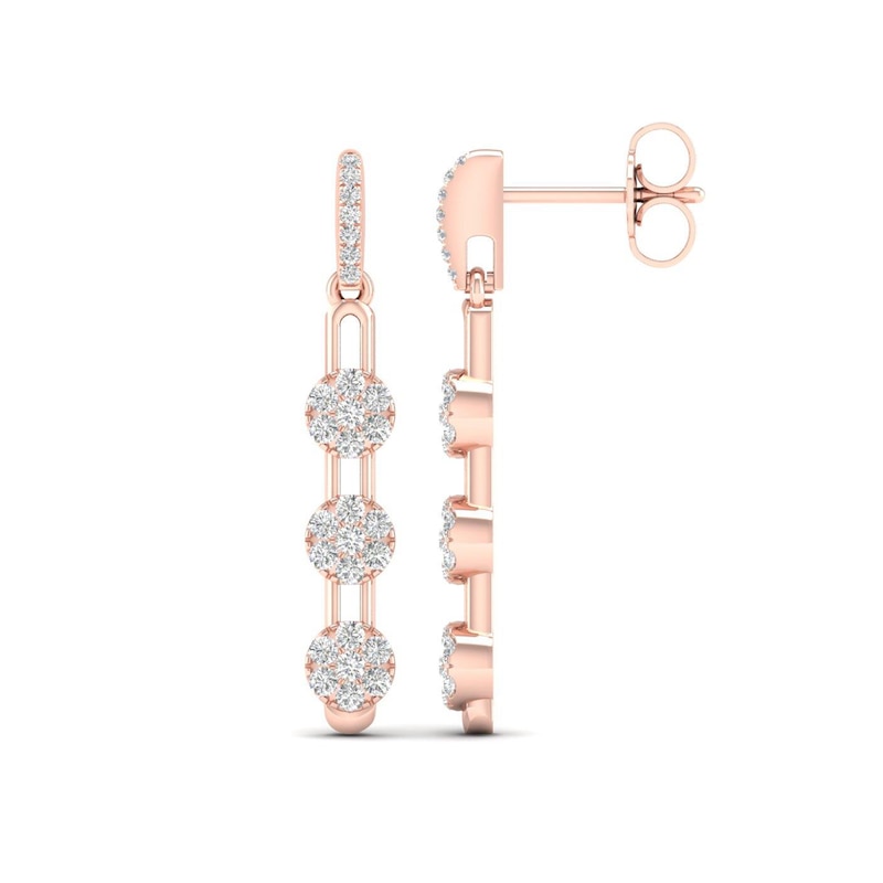 0.33 CT. T.W. Multi-Diamond Trio Paper Clip Link Linear Drop Earrings in 10K Rose Gold|Peoples Jewellers