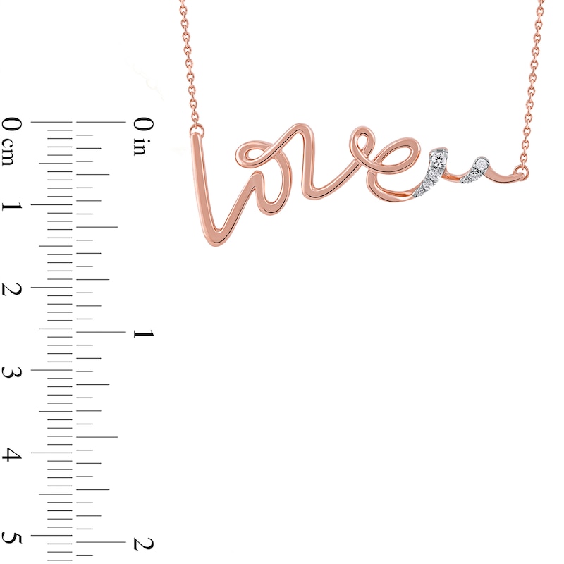 0.05 CT. T.W. Diamond "Love" Cursive Curly Script in Sterling Silver with 14K Rose Gold Plate|Peoples Jewellers