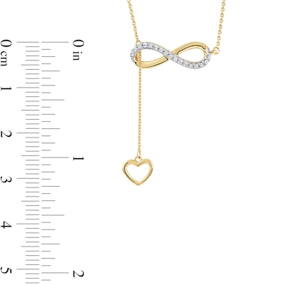 0.13 CT. T.W. Diamond Infinity Heart Lariat-Style Necklace in Sterling Silver with 14K Gold Plate - 19"