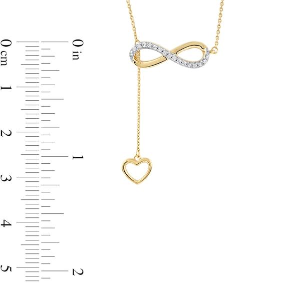 0.13 CT. T.W. Diamond Infinity Heart Lariat-Style Necklace in Sterling Silver with 14K Gold Plate - 19"