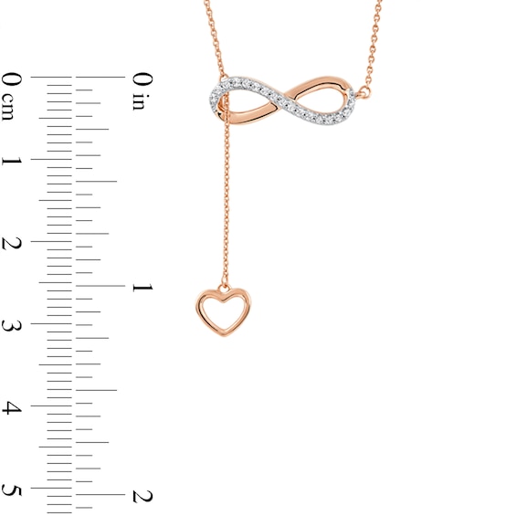 0.13 CT. T.W. Diamond Infinity Heart Lariat-Style Necklace in Sterling Silver with 14K Rose Gold Plate - 19"