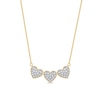 Thumbnail Image 0 of 0.16 CT. T.W. Diamond Triple Heart Bead Frame Necklace in Sterling Silver with 14K Gold Plate