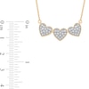 0.16 CT. T.W. Diamond Triple Heart Bead Frame Necklace in Sterling Silver with 14K Gold Plate