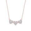 Thumbnail Image 0 of 0.16 CT. T.W. Diamond Triple Heart Bead Frame Necklace in Sterling Silver with 14K Rose Gold Plate