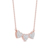 Thumbnail Image 1 of 0.16 CT. T.W. Diamond Triple Heart Bead Frame Necklace in Sterling Silver with 14K Rose Gold Plate