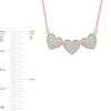 Thumbnail Image 3 of 0.16 CT. T.W. Diamond Triple Heart Bead Frame Necklace in Sterling Silver with 14K Rose Gold Plate