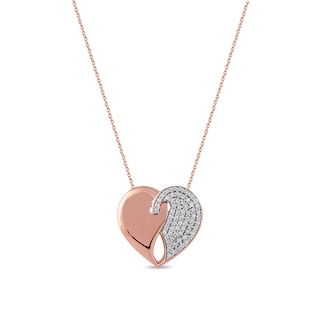 0.33 CT. T.W. Diamond Interlocked Two Halves of One Heart Pendant in 10K Rose Gold