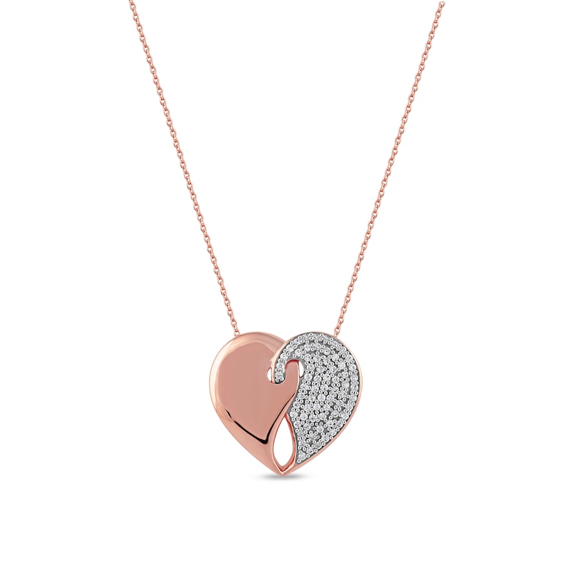 0.33 CT. T.W. Diamond Interlocked Two Halves of One Heart Pendant in 10K Rose Gold|Peoples Jewellers