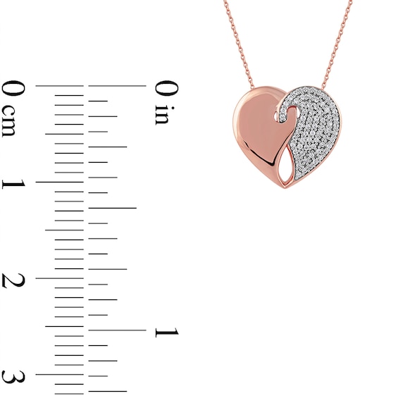 0.33 CT. T.W. Diamond Interlocked Two Halves of One Heart Pendant in 10K Rose Gold