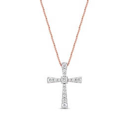 0.33 CT. T.W. Diamond Graduated Cross Pendant in 10K Rose Gold