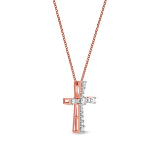 0.33 CT. T.W. Diamond Graduated Cross Pendant in 10K Rose Gold