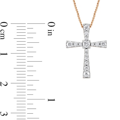 0.33 CT. T.W. Diamond Graduated Cross Pendant in 10K Rose Gold