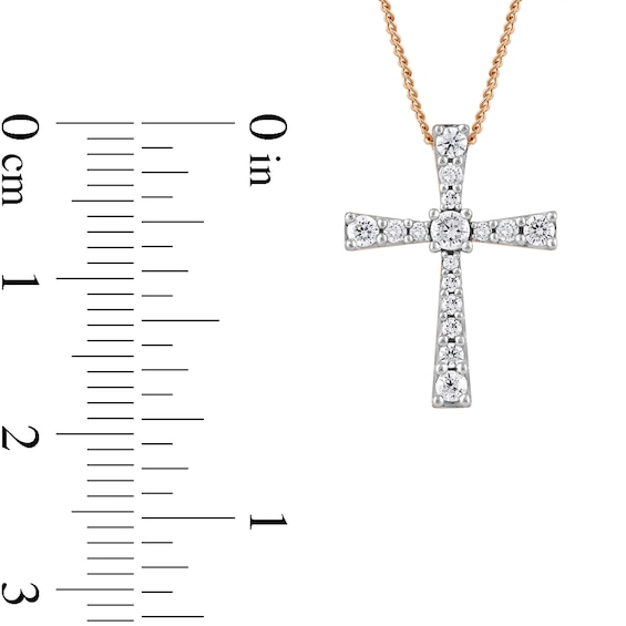 0.33 CT. T.W. Diamond Graduated Cross Pendant in 10K Rose Gold