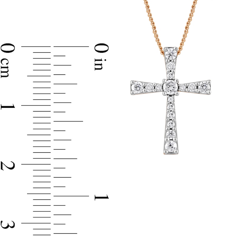 0.33 CT. T.W. Diamond Graduated Cross Pendant in 10K Rose Gold