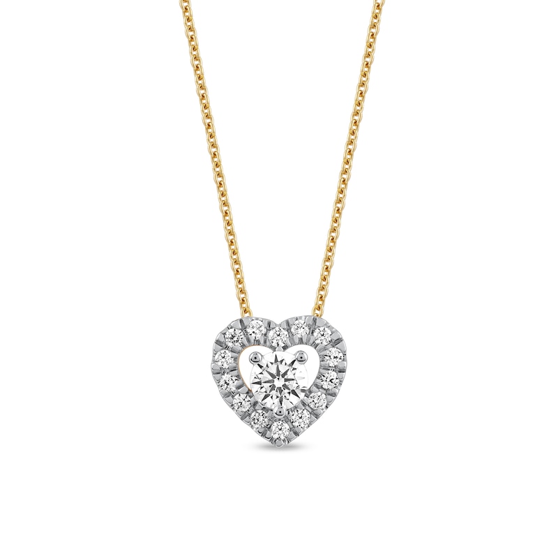 0.40 CT. T.W. Diamond Interior Stone Heart Frame Necklace in 10K Gold