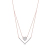 Thumbnail Image 0 of 0.33 C.T. T.W. Diamond Heart and Chevron Double Strand Necklace in 10K Rose Gold