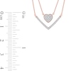 Thumbnail Image 3 of 0.33 C.T. T.W. Diamond Heart and Chevron Double Strand Necklace in 10K Rose Gold