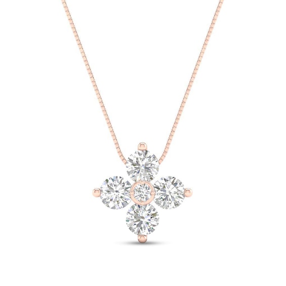 0.25 CT. T.W. Quad Diamond Flower Pendant in 10K Rose Gold