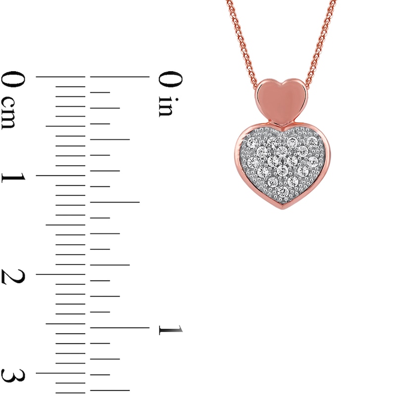 0.05 CT. T.W. Diamond Big and Little Heart Stacked Pendant in 10K Rose Gold