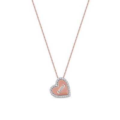 0.10 CT. T.W. Diamond Tilted Button Heart Pendant in 10K Rose Gold