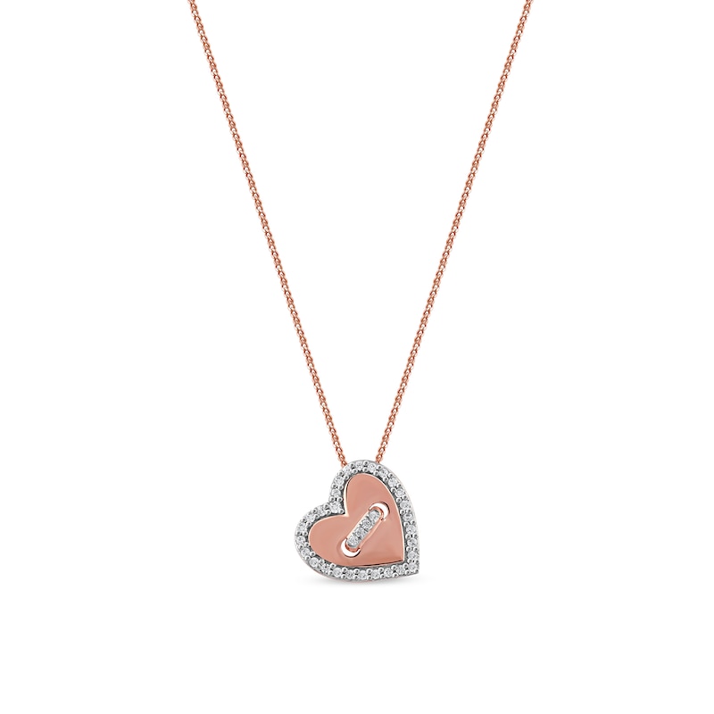 0.10 CT. T.W. Diamond Tilted Button Heart Pendant in 10K Rose Gold|Peoples Jewellers