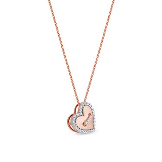 0.10 CT. T.W. Diamond Tilted Button Heart Pendant in 10K Rose Gold