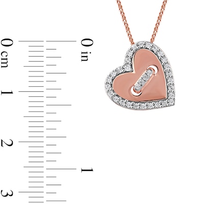 0.10 CT. T.W. Diamond Tilted Button Heart Pendant in 10K Rose Gold