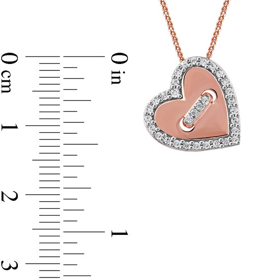 0.10 CT. T.W. Diamond Tilted Button Heart Pendant in 10K Rose Gold