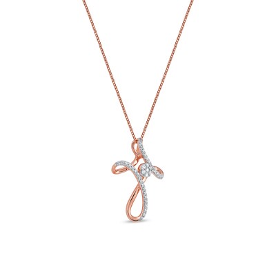 0.25 CT. T.W. Multi-Diamond Looped Cross Pendant in 10K Rose Gold