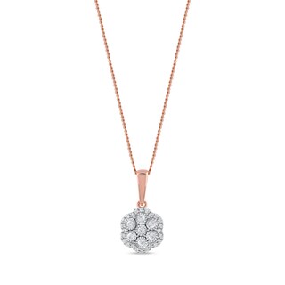 0.16 CT. T.W. Diamond Flower Frame Pendant in 10K Rose Gold