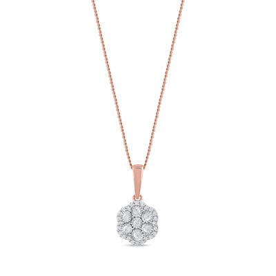 0.16 CT. T.W. Diamond Flower Frame Pendant in 10K Rose Gold