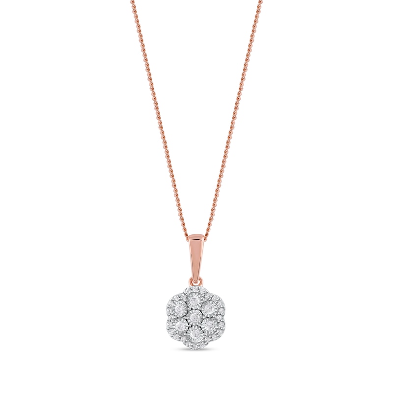 0.16 CT. T.W. Diamond Flower Frame Pendant in 10K Rose Gold|Peoples Jewellers