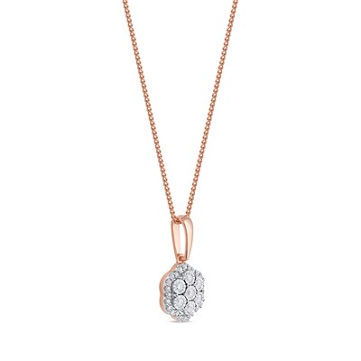 0.16 CT. T.W. Diamond Flower Frame Pendant in 10K Rose Gold