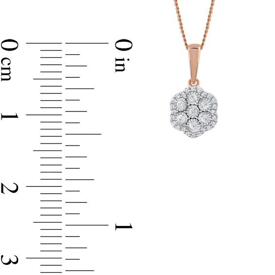 0.16 CT. T.W. Diamond Flower Frame Pendant in 10K Rose Gold