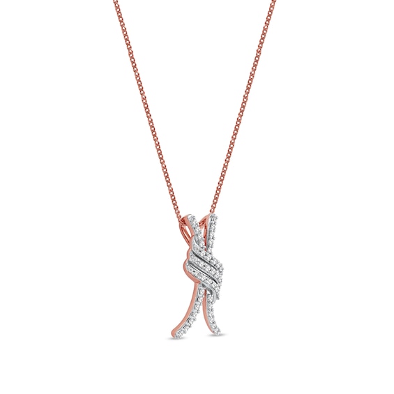 0.20 CT. T.W. Diamond Wave Crossover Pendant in 10K Rose Gold