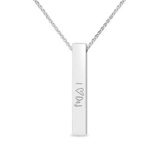 Engravable Pillar Vertical Bar Pendant in Sterling Silver (1 Image)