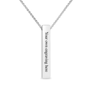 Engravable Pillar Vertical Bar Pendant in Sterling Silver (1 Image)