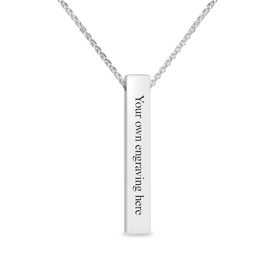 Engravable Pillar Vertical Bar Pendant in Sterling Silver (1 Image)