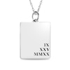 Engravable Roman Numeral Date Rectangular Pendant in Sterling Silver (1 Date and 1-3 Lines)