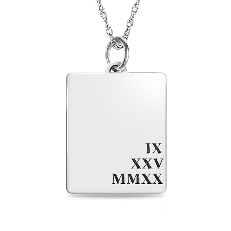 Engravable Roman Numeral Date Rectangular Pendant in Sterling Silver (1 Date and 1-3 Lines)|Peoples Jewellers