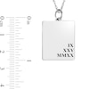 Engravable Roman Numeral Date Rectangular Pendant in Sterling Silver (1 Date and 1-3 Lines)