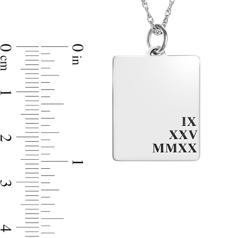 Engravable Roman Numeral Date Rectangular Pendant in Sterling Silver (1 Date and 1-3 Lines)|Peoples Jewellers