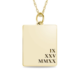 Engravable Roman Numeral Date Rectangular Pendant in 10K White, Yellow, or Rose Gold (1 Date and 1-3 Lines)