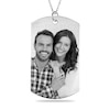 Luxe Finish Large Engravable Black and White Photo Dog Tag Pendant in Sterling Silver (1 Image and 3 Lines)