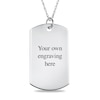 Luxe Finish Large Engravable Black and White Photo Dog Tag Pendant in Sterling Silver (1 Image and 3 Lines)