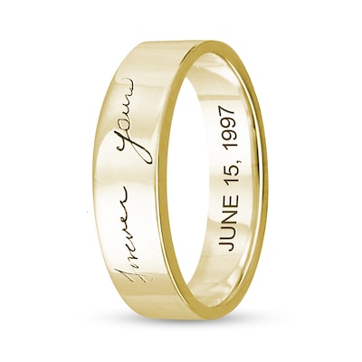 5.0mm Engravable Your Own Handwriting Ring in 10K Gold (1 Image and Line)