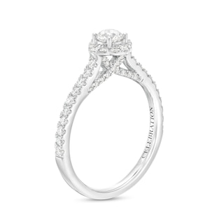 Celebration Infinite™ Canadian Certified Centre Diamond 0.69 CT. T.W. Tilted Frame Engagement Ring in 14K White Gold