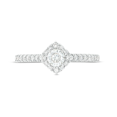 Celebration Infinite™ Canadian Certified Centre Diamond 0.69 CT. T.W. Tilted Frame Engagement Ring in 14K White Gold